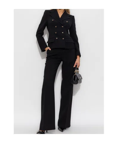 Dolce & Gabbana Tailored Double-breasted Wool Blazer With Button Detailing In Black