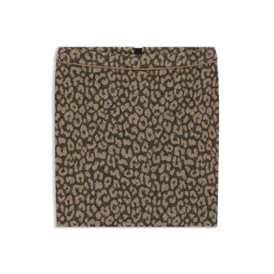 Hugo Boss Mini Skirt In Leopard Jacquard In Green
