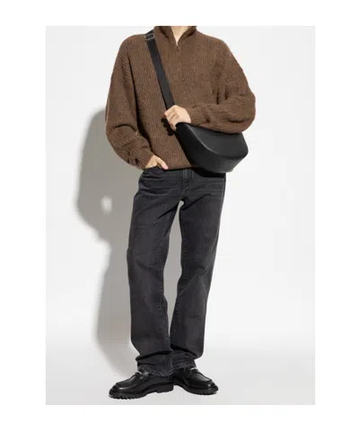 Isabel Marant Half Zip Sweater High Collar In Brown