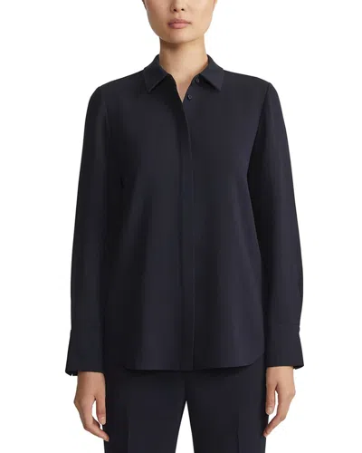 Lafayette 148 Scottie Silk Blouse In Blue