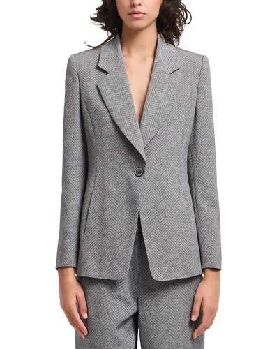 Emporio Armani Viscose And Wool Blend Chevron Blazer In Gray