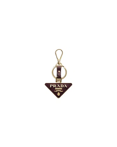Prada Saffiano Leather And Metal Keychain In Multicolor
