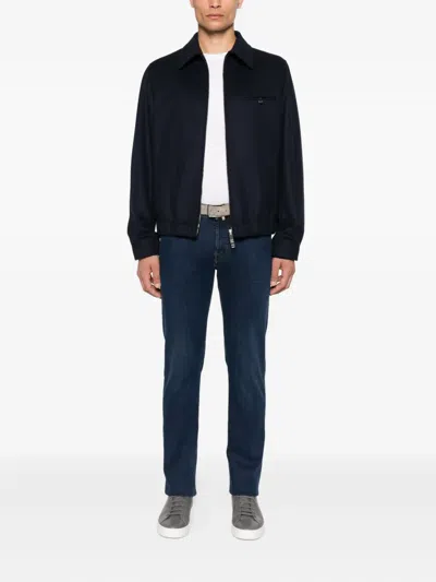 Incotex Zip-up Jacket In Blue