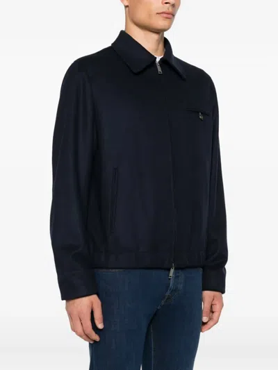 Incotex Zip-up Jacket In Blue