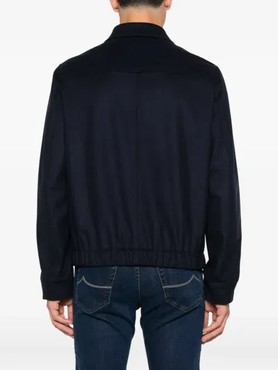 Incotex Zip-up Jacket In Blue