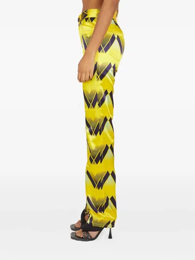 Meryll Rogge Graphic-print Satin Trousers In Gold