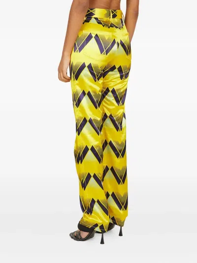 Meryll Rogge Graphic-print Satin Trousers In Gold