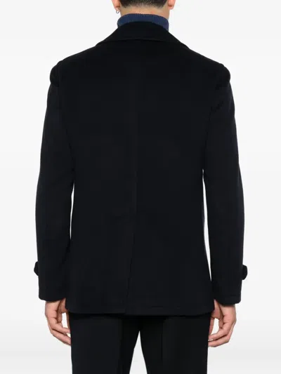 Tagliatore Double-breasted Wool Coat In Blue