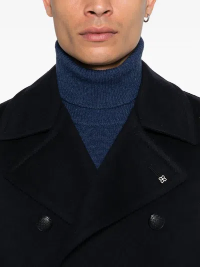 Tagliatore Double-breasted Wool Coat In Blue