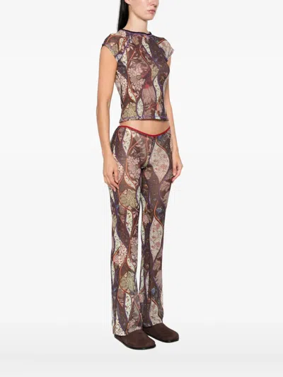 Siedres Floral-pattern Mesh Top In Multi