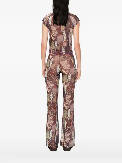 Siedres Floral-pattern Mesh Top In Multi