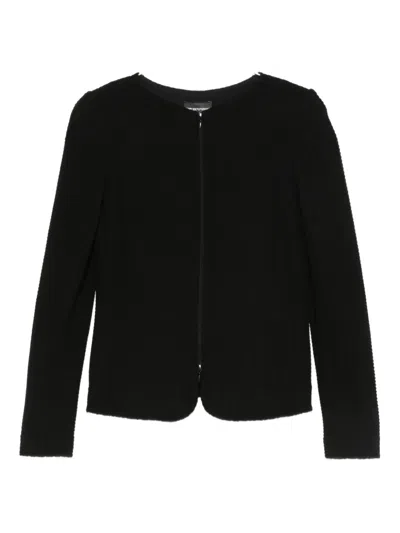 Emporio Armani Cotton Blend Blazer Jacket In Black