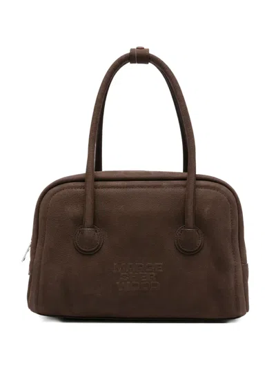 Margesherwood 'boston' Brown Shoulder Bag With Embossed Logo Lettering On The Front In Leather Woman In Brown