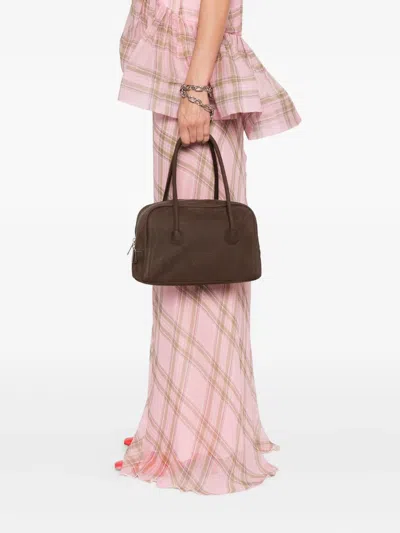 Margesherwood 'boston' Brown Shoulder Bag With Embossed Logo Lettering On The Front In Leather Woman In Brown