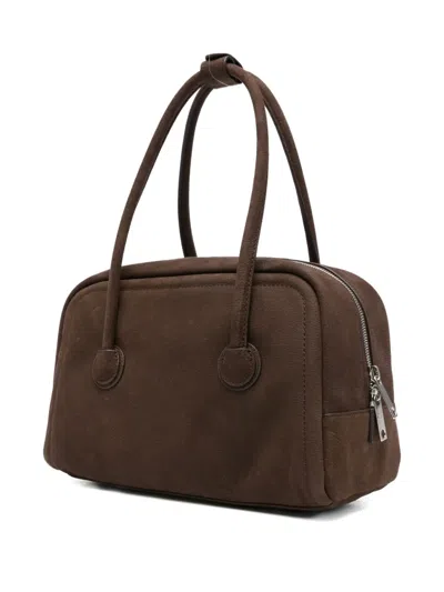 Margesherwood 'boston' Brown Shoulder Bag With Embossed Logo Lettering On The Front In Leather Woman In Brown
