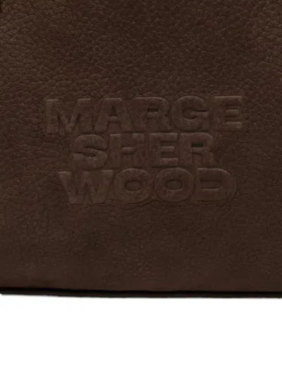 Margesherwood 'boston' Brown Shoulder Bag With Embossed Logo Lettering On The Front In Leather Woman In Brown