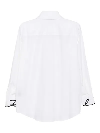 Karl Lagerfeld Signature Cuff Poplin Shirt In White