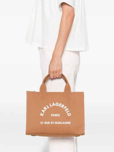 Karl Lagerfeld Rue St-guillaume Medium Square Tote Bag In Brown