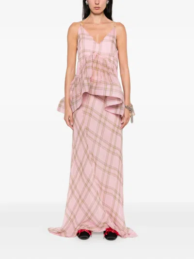 Marques' Almeida Tartan-print Maxi Dress In Purple