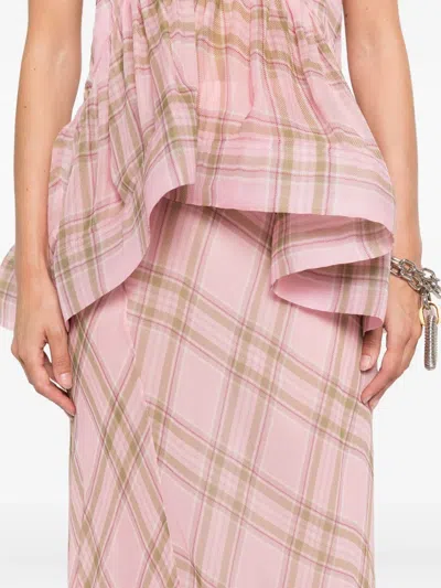 Marques' Almeida Tartan-print Maxi Dress In Purple