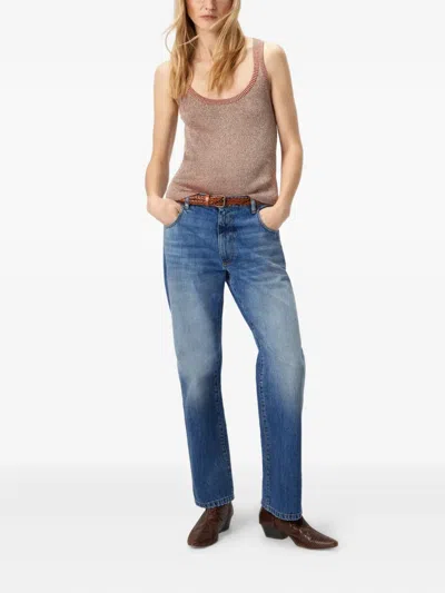 Missoni Metallic Ribbed Top In Red