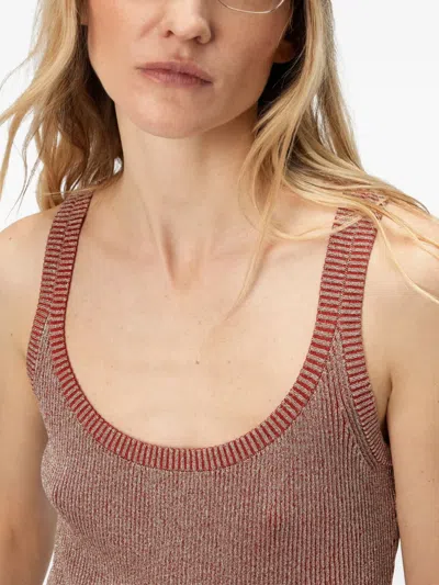 Missoni Metallic Ribbed Top In Red