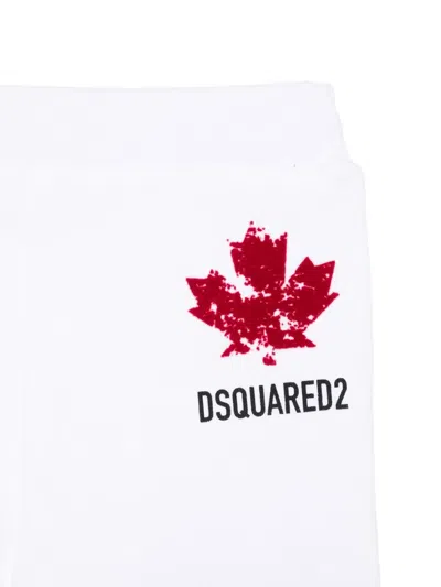 Dsquared2 Maple-leaf Drawstring Trousers In White
