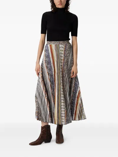 Missoni Womens Multicolor Tones Pleated Graphic-pattern Knit Midi Skirt