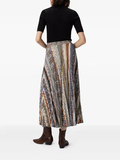 Missoni Womens Multicolor Tones Pleated Graphic-pattern Knit Midi Skirt