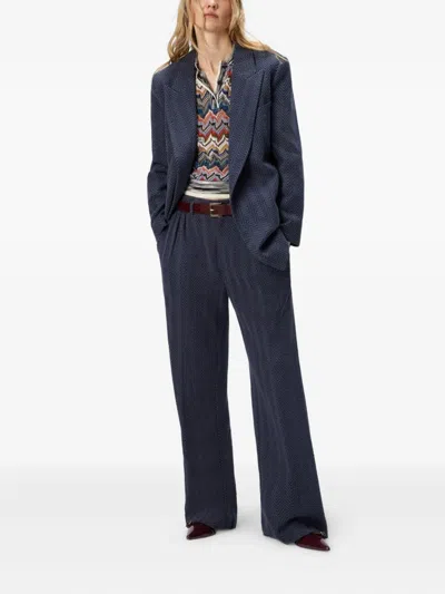 Missoni Tailored Pants With Zigzag Pattern In Blue