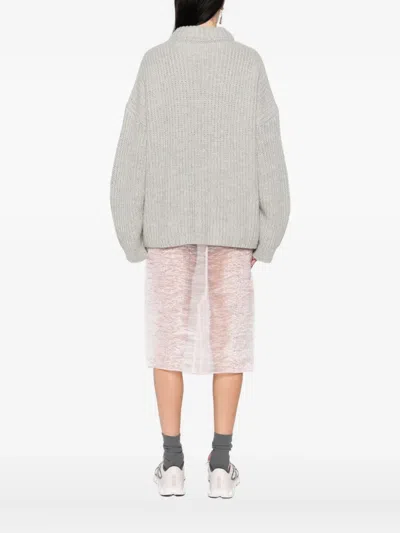 Cecilie Bahnsen Cable-knit Crew-neck Sweater In Gray