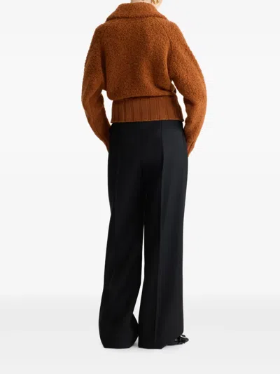 Patou Boucl Bomber Jacket In Wool And Alpaca Blend In Brown