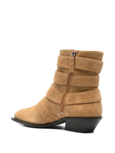 Alohas Eras Suede Leather Ankle Boots In Brown