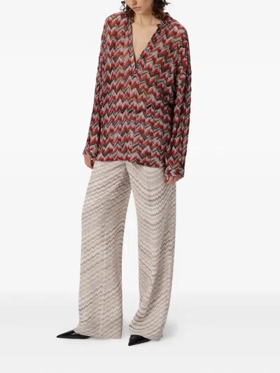 人字纹图案针织上衣