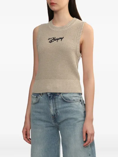 Bapy By *a Bathing Ape® Embroidered Sleeveless Knit Top In Neutral