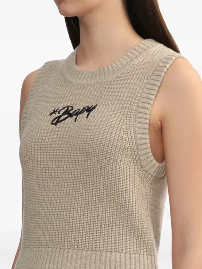 Bapy By *a Bathing Ape® Embroidered Sleeveless Knit Top In Neutral