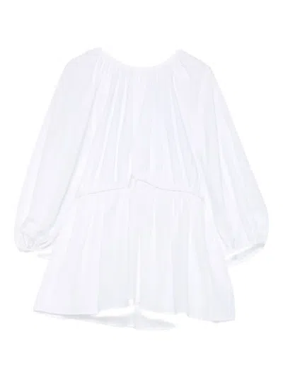 Cecilie Bahnsen Gathered-waist Puff-sleeve Top In White
