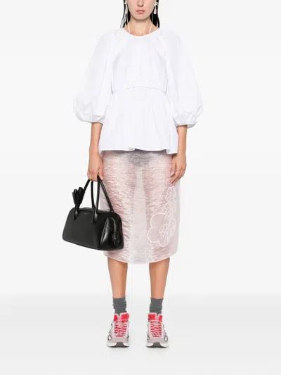 Cecilie Bahnsen Gathered-waist Puff-sleeve Top In White