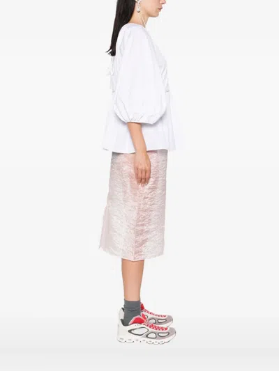 Cecilie Bahnsen Gathered-waist Puff-sleeve Top In White