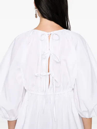 Cecilie Bahnsen Gathered-waist Puff-sleeve Top In White
