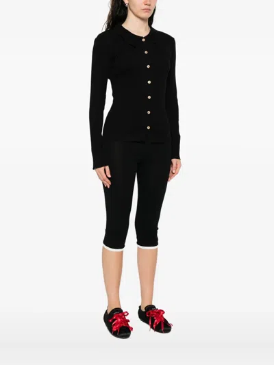 正面纽扣罗纹开衫