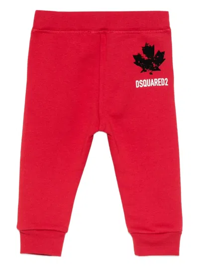 Dsquared2 Maple-leaf Track Trousers In Red