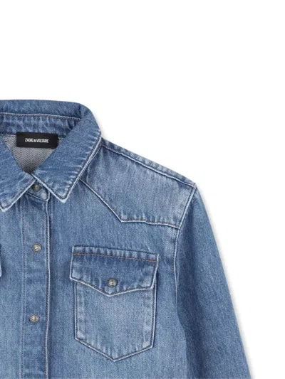 Zadig & Voltaire Embroidered Denim Shirt In Blue