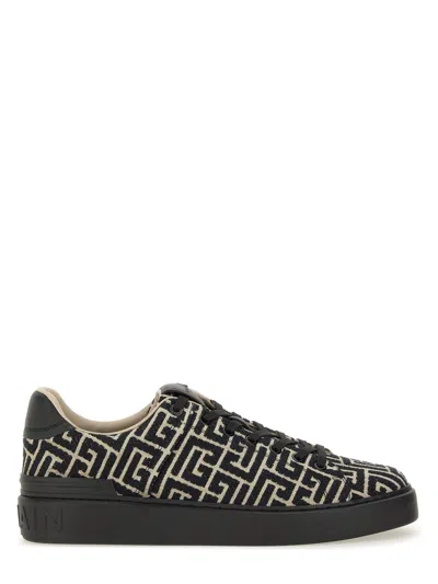 Balmain Monogram Jacquard B-court Trainers In Black