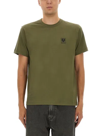 Belstaff T-shirt With Logo Patch In Green