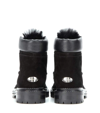 Shop Jimmy Choo Elba Flat Fur-lined Suede Boots In Llack