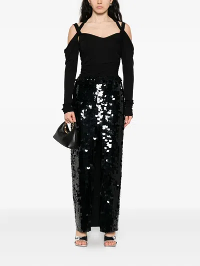 P.a.r.o.s.h P. A.r. O.s. H. Sequinned Long Skirt With Split In Black