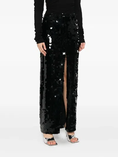 P.a.r.o.s.h P. A.r. O.s. H. Sequinned Long Skirt With Split In Black
