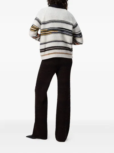 Missoni Chevron Pattern Flared Trousers With Elastic Waistband In Brown