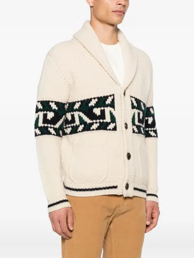 Rakkì Shawl-collar Patterned Cardigan In Neutral